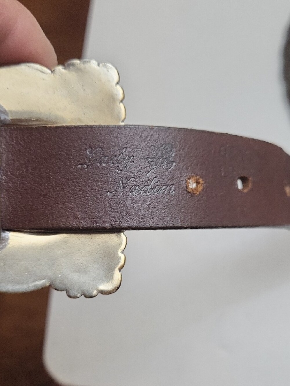 AUTHENTIC Vtg. Lady Nadim Leather Western Concho Belt, Small - Picture 6 of 12